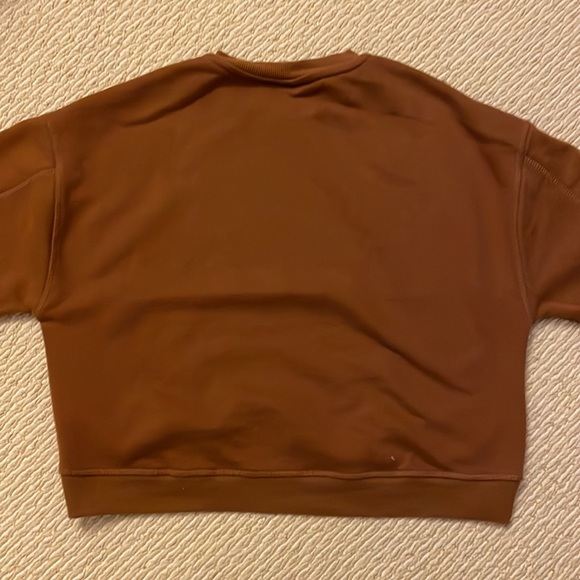 Zara Brown Crew Neck Sweatshirt with Pink ‘Think’ Logo on right side of chest - Picture 5 of 6